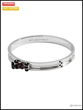 Alex and Ani Hot Wheels Moveable Enamel Charm Silver-Tone Hinge Bangle Bracelet